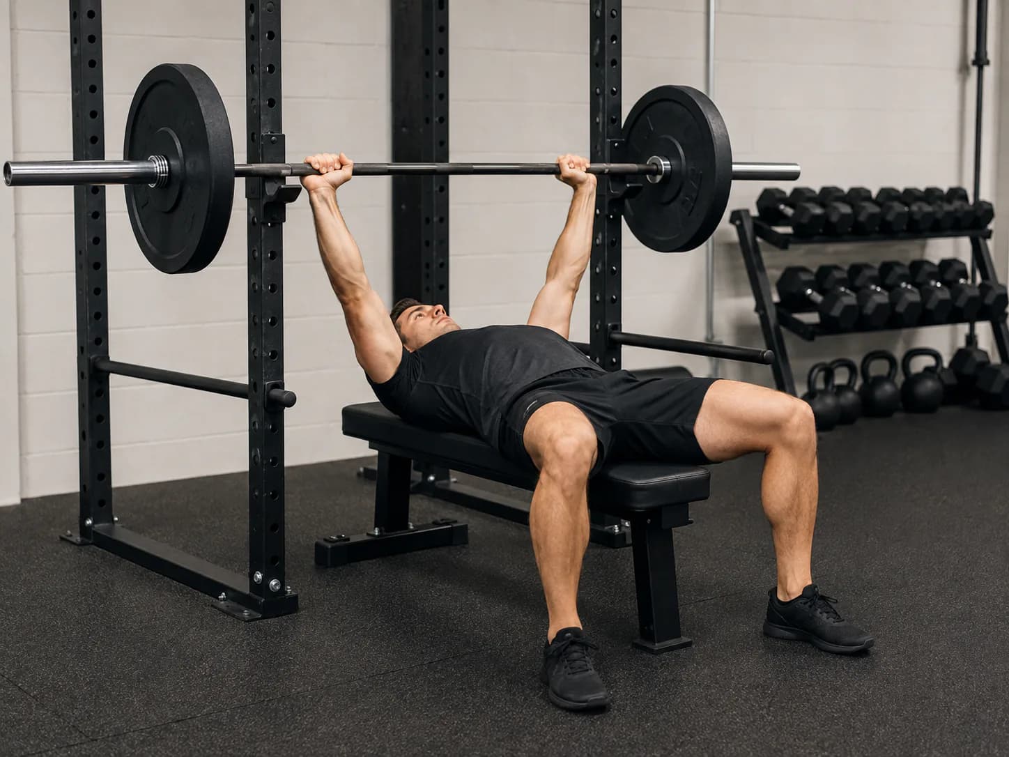Barbell bench press exercise